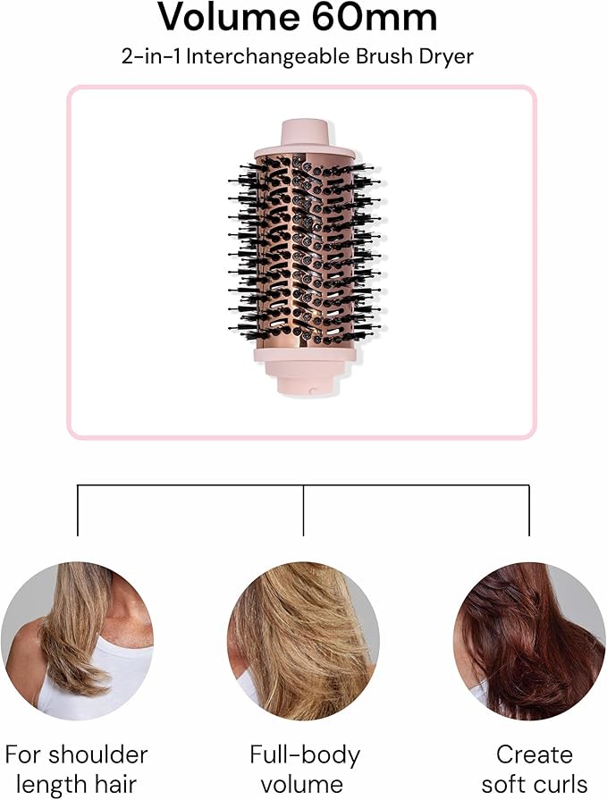 L'ANGE HAIR Multi-Volume Dryer Brush Attachment | Titanium Blow Dryer Brush Barrel for Volumizing & Styling | Tool Sold Separately | Attachment - Black - Oval 60mm