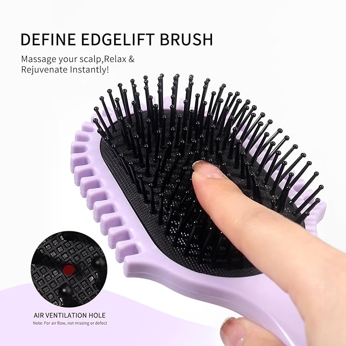New Multifunctional Curly Hair Cushion Comb, 1Pc Oval New Air Cushion Comb WithHandle, Define Styling Brush,DetanglingHair Brush, Professional Hairstyle Comb, BouncingHair Brush (Black Purple)