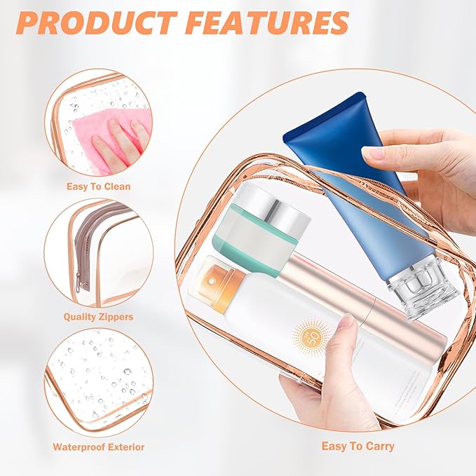 AURUZA 6 Pack Travel Toiletry Bag, TSA Approved Cosmetic Bag - Image 3