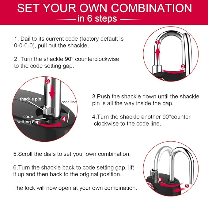 ZHEGE Suitcase Lock TSA Approved, 4 Digit Combination Luggage Lock Resettable - Image 7