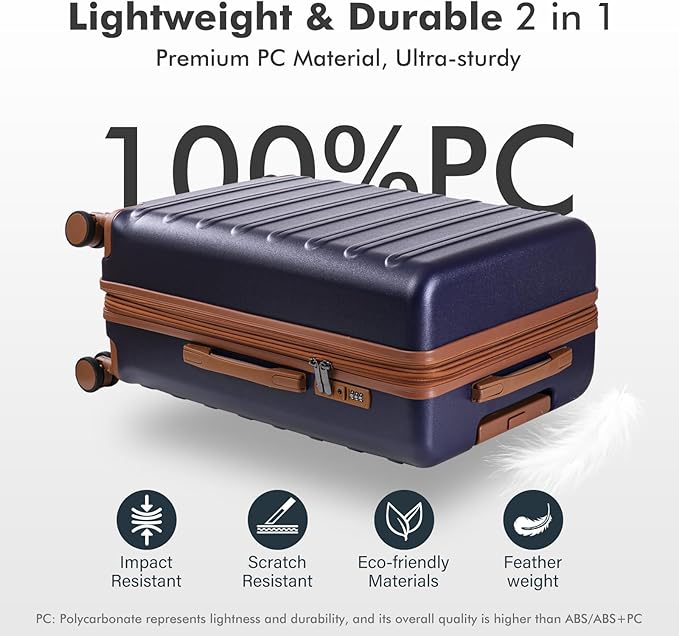 luggage sets 3 Piece with Spinner Wheel, 100% PC Material Lightweight Durable - Image 3