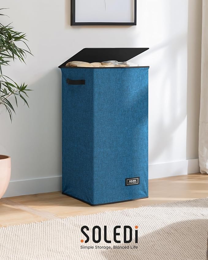 SOLEDI Laundry Hamper with Lid 100L Large & Tall Collapsible Laundry Baskets - Image 9