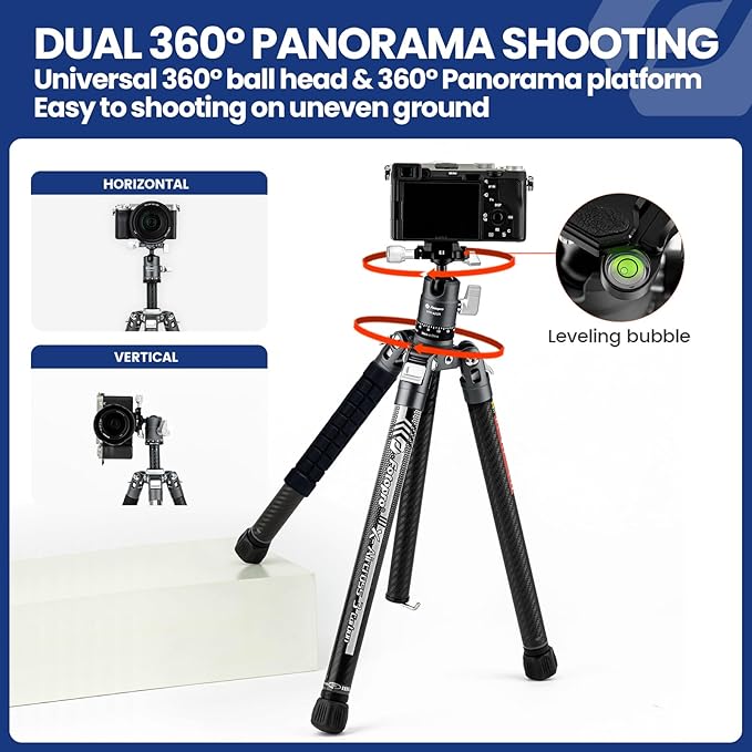 Fotopro Carbon Fiber Tripod for Camera 2lbs Ultralight 62 Inch Travel Camera - Image 4