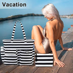 LEDAOU Large Beach Tote Bag Women Waterproof Sandproof Zipper Beach Tote Bag - Image 2