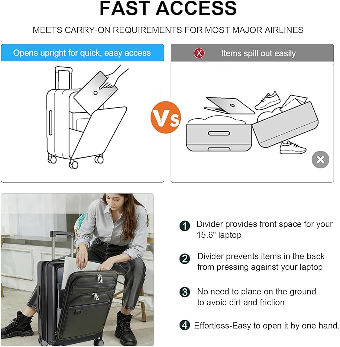 KROSER Hardside Expandable Carry On Luggage 22x14x9 Airline Approved - Image 6