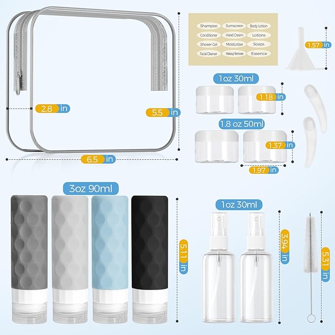 16pack Travel Bottles for Toiletries, TSA Approved Travel Size Containers Set - Image 2