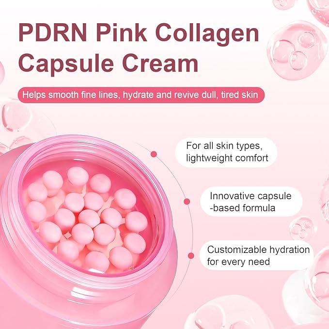 PDRN Pink Collagen Capsule Cream – Salmon PDRN - Dual Texture Barrier Repair Moisturizer | Salmon DNA + 5% Niacinamide 2oz