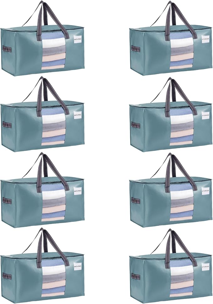 VENO 8 Pack Moving Bags, Comforter and Blanket Storage Bags by Veno