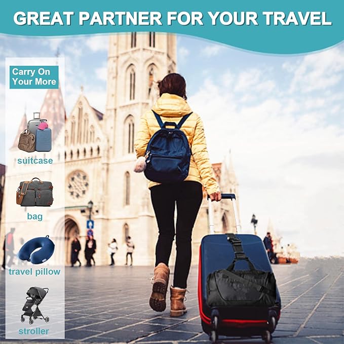 2Pack Luggag Straps for Carry On Bag, Adjustable Suitcase Belt Add Bag Travel - Image 5