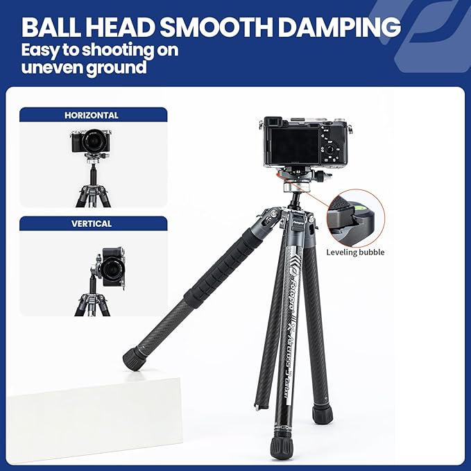 Fotopro Carbon Fiber Tripod 1.7lbs Ultralight 62 Inch Portable Compact Travel - Image 4