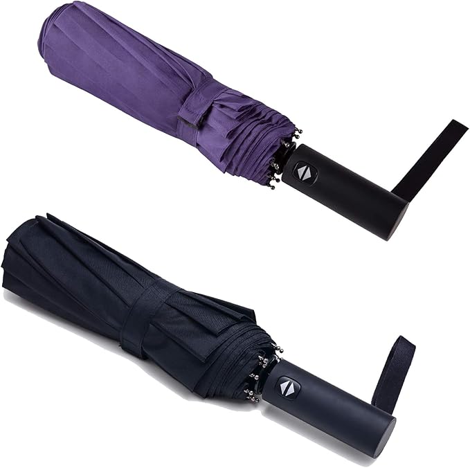 PFFY 2 Packs Travel Umbrella Windproof Auto Open & Close Collapsible Folding by PFFY
