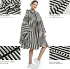 Rain Poncho Jacket Coat Hooded Zipper Style - Image 5