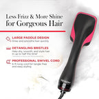 REVLON -Step Hair Dryer and Styler,All-in- Hair Brush Straightener for Salon-Quality Smooth & Straight Styles,Black,(Pack of 2)