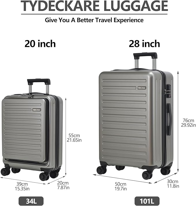 TydeCkare 2pcs 20/28" Luggage Set Lightweight HardShell, Only 20 Inch Carry On - Image 2