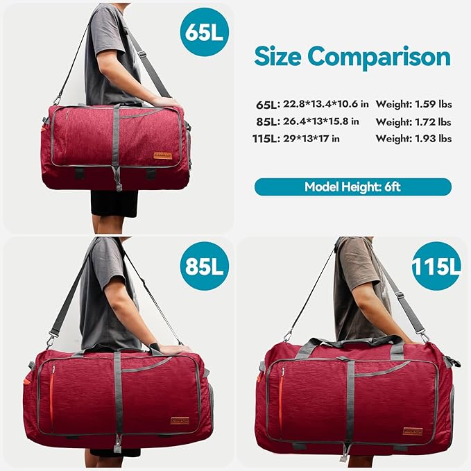 Canway 115L Travel Duffel Bag, Foldable Weekender Bag - Image 2