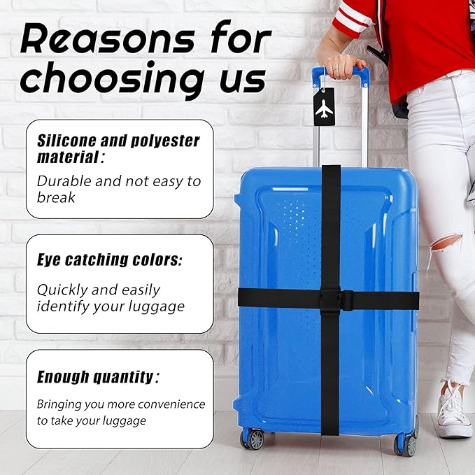 Weewooday 8 Pcs Luggage Straps Suitcase Tags Set - Image 4