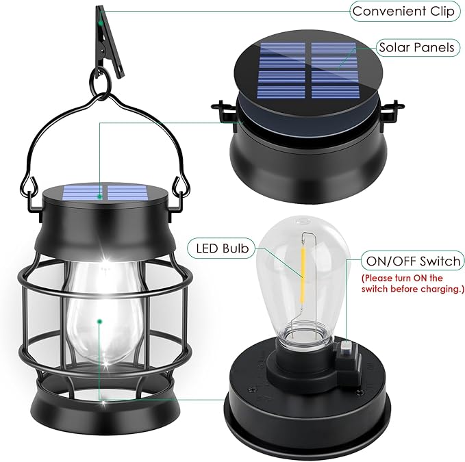 UBright 2 Pack Solar Lantern Lights Outdoor Waterproof Metal Hanging Solar - Image 3