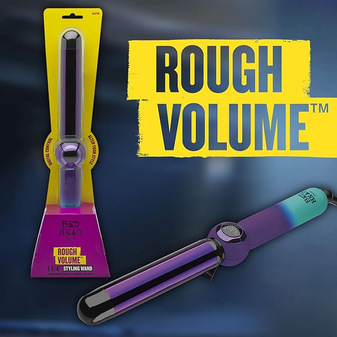 Bed Head Rough Volume Digital Hair Curling Wand | Fast Heat Up and Massive Shine, (1-1/4 in)