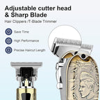 Professional Cordless Hair Clippers & Trimmers Set for Men - Hair Cutting & Beard Trimming Kit with LED Display, Adjustable Blades & Travel Case, Perfect Grooming Gift for Men