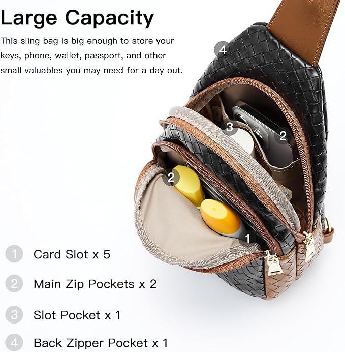 Telena Small Sling Bag for Women Leather Crossbody Fanny Packs Chest Bag for - Image 2