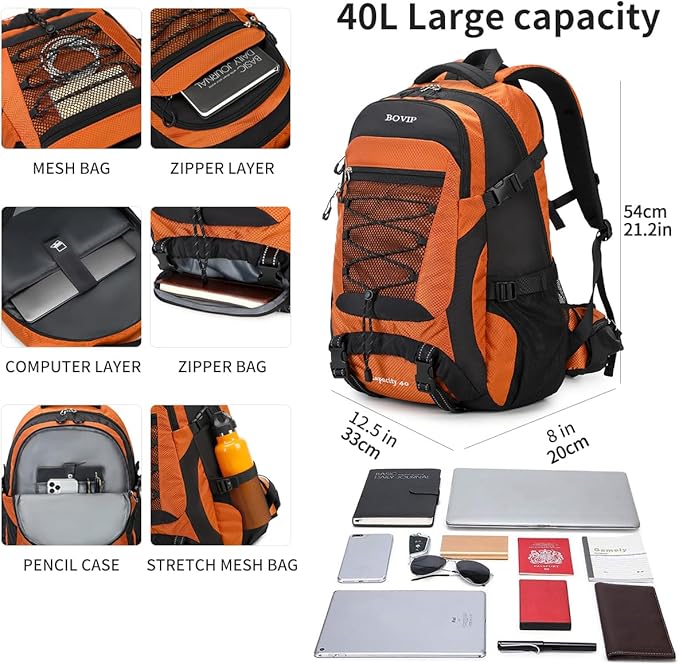BOVIP 40L Hiking Backpack Waterproof Lightweight Daypack Travel Sports Camping - Image 3