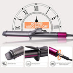 1 1/4 Inch Curling Iron, Ceramic Coated Hair Curling Wand, Rapid 430°F Heating, Temperature LED Display, 6 Temperature Settings, 60 Minutes Auto-Off, Red