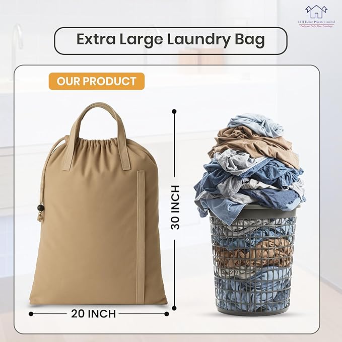 LFH Home Cotton Canvas Large Laundry Bag - Image 2