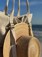 Large Beach Tote Bag with Hat Holder Straps, Womens large beach bag- Vation - Image 3
