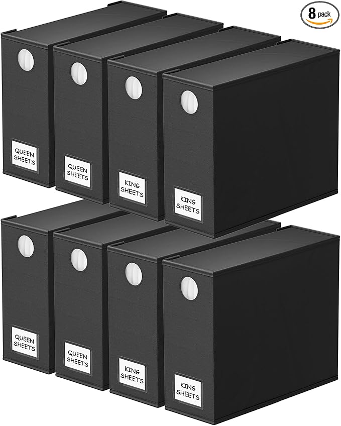 SpaceAid 8 Pack Bed Sheet Organizers and Storage, Foldable Sheet Organizer by SpaceAid