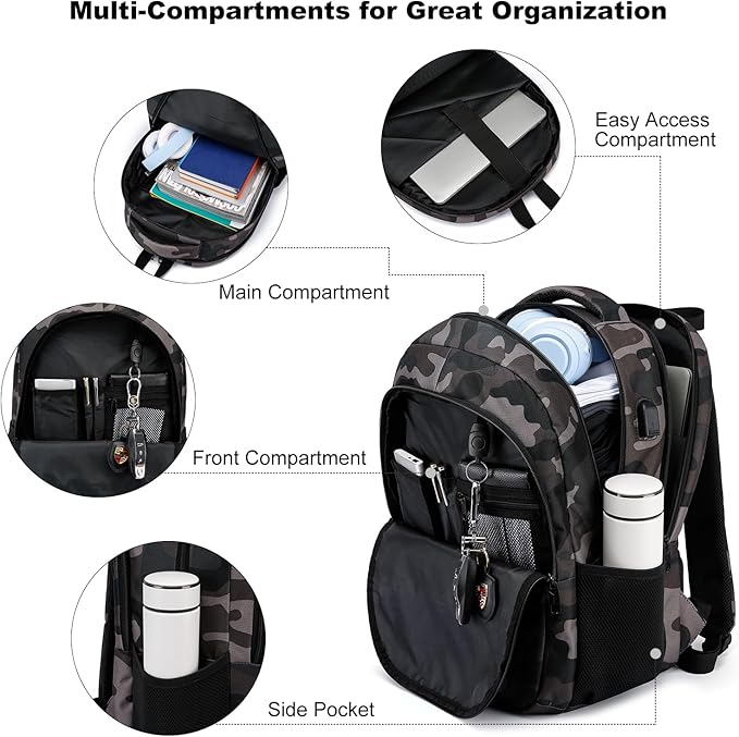 Backpack for Boys Men, School Backpack for Teens Girls, Lightweight Casual High - Image 2