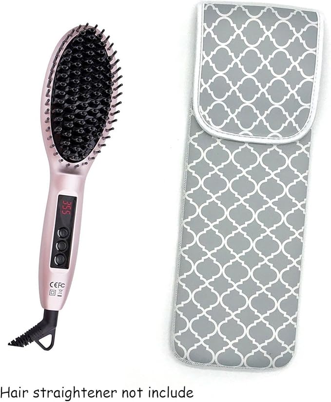 Wanty Hair Straighteners Case with Fastener - Neoprene Curling Iron Holder Flat Iron Curling Wand Travel Cover Case Bag PouchShield Curling Iron Cover - Flat Iron Travel Pouch (Gray)