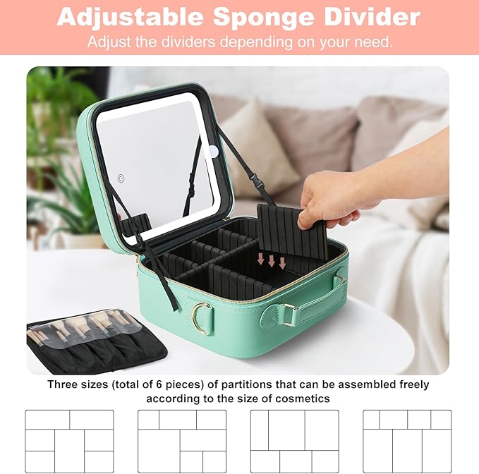 Mocado Travel Makeup Bag with LED Lighted Mirror, Travel Makeup Organizer - Image 3