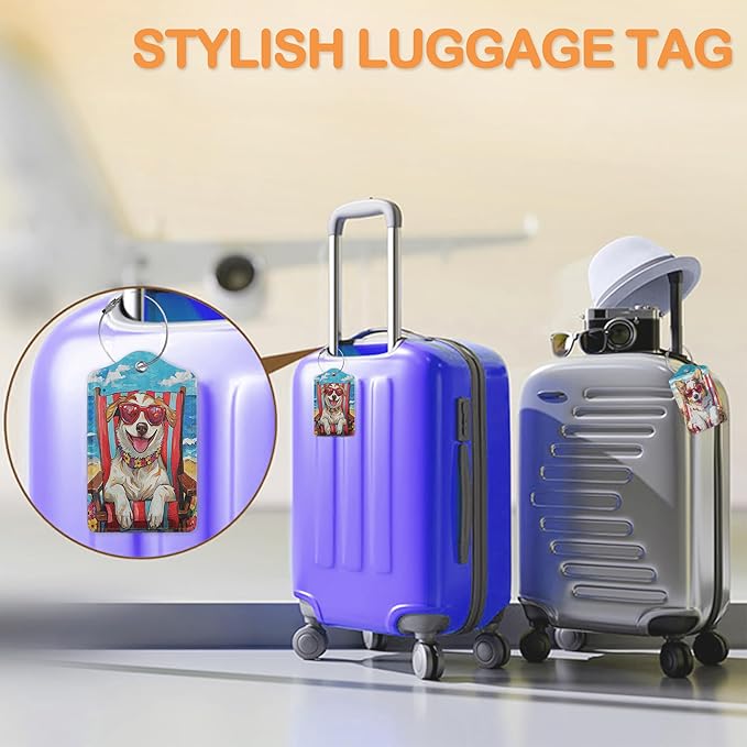 Funny Dog Summer 3 Pack PU Leahter Luggage Tag - Image 5