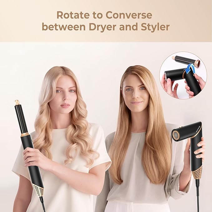 5 in ONE Blow Dryer Brush, Curling Wand Hair Styling Tools Set, Ionic Hot Air Hair Dryer, Massage Oval Hair Dryer, Left&Right Hair Curlers 100-120V