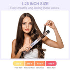 Hair Straightener and Curler, PARWIN PRO BEAUTY 1'' Flat Iron,1.25'' Curling Iron Hair Straightener Brush with Detachable Power Cord, LED Temp Control & Instant Heat Up, Dual Voltage, for Home Travel
