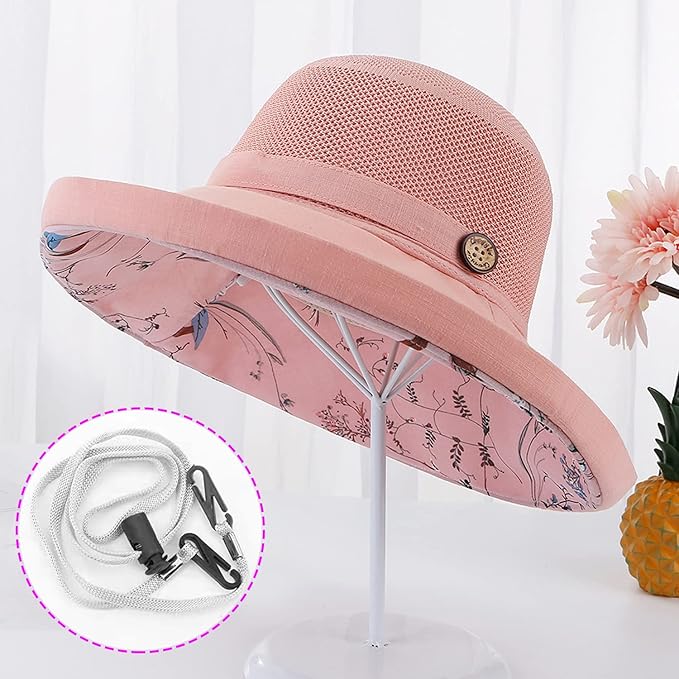 Women Wide Brim Sun Hats Metal Wired Edge Summer UV Protection Beach Fishing Hat - Image 3