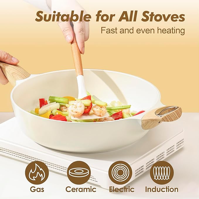 SENSARTE Ceramic Cookware Set, Pots and Pans Set Non stick, 14-Piece Induction - Image 4