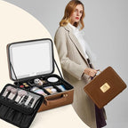 Makeup Bag with LED Mirror & Magnifier, Large Cosmetic Organizer Travel Makeup - Image 2