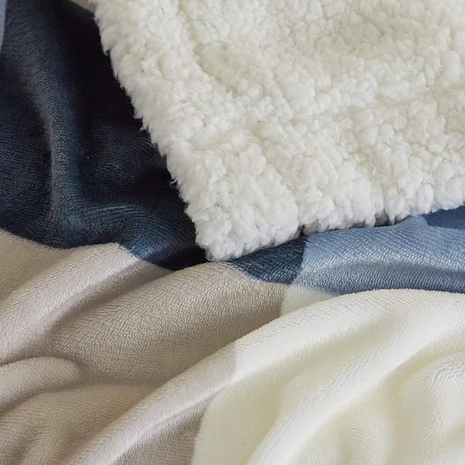 PU MEI Sherpa Fleece Throw Blanket 80" x 90" Full/Queen Reversible Plush Fluffy - Image 5