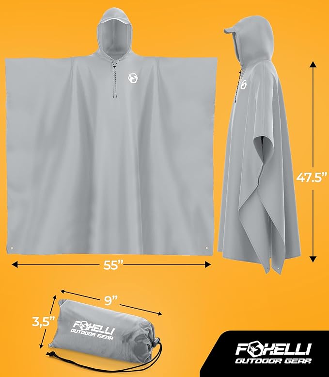 Foxelli Rain Poncho for Adults – Extra Long Reusable Waterproof Raincoat - Image 7