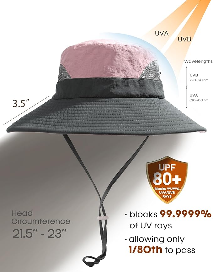 FURTALK Womens Sun Hat with Ponytail Hole Beach Hiking Summer Wide Brim UPF 80+ - Image 2