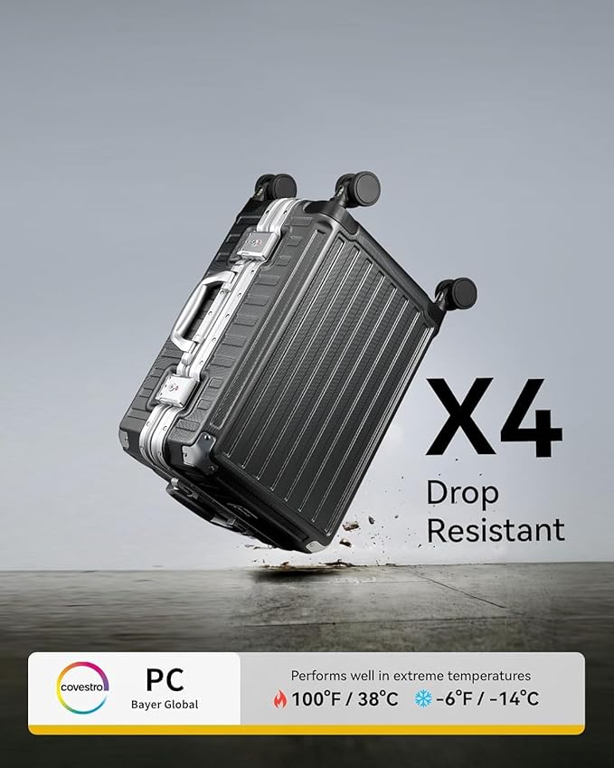 LUGGEX Checked Luggage with Spinner Wheels, 24 Inch Aluminum Frame Zipperless - Image 6