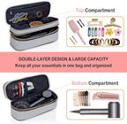 Hair Dryer Travel Carrying Case, Curling Iron Storage Bag, Slim Expandable Handheld Dual-Layer Travel Storage Bag for Dryer/Hair Tool Organizer/Style Organizer