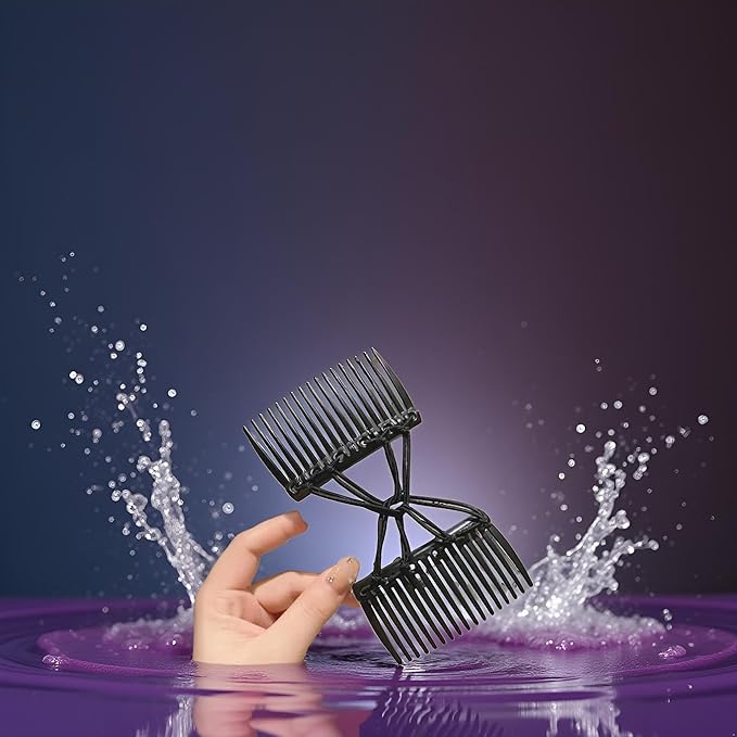 Black Adjustable Elastic Hair Comb,Stretchy Double Comb Hair Clip,No Crease Hair Pins Double Slides Hairpins Combs Women Hairs Styling Accessories Hairs Care Styling Tools and Appliances