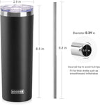 koodee 20 oz Stainless Steel Skinny Tumbler Double Wall Insulated Slim Water - Image 5