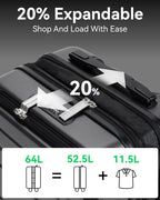 LUGGEX 24 Inch Luggage with Spinner Wheels, Expandable PC Hard Shell Checked - Image 4