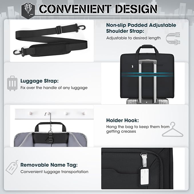 RAINSMORE Garment Bags for Travel Carry On Garment Bag for Hanging Clothes - Image 5