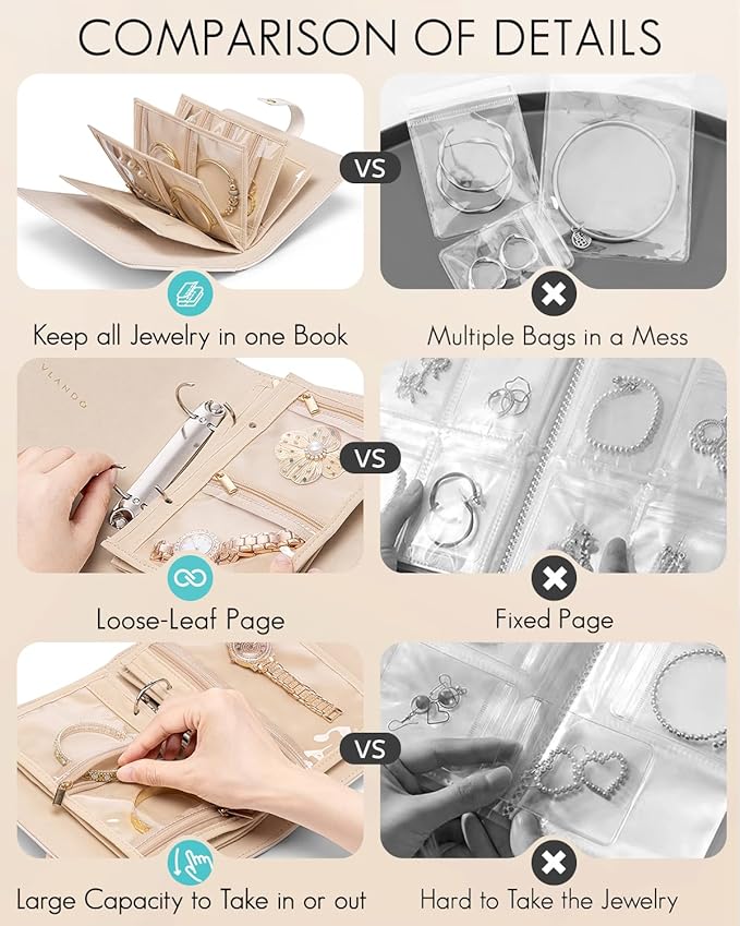 Vlando Teacher Gifts for Women, Travel Jewelry Organizer Case, Jewelry Storage - Image 5