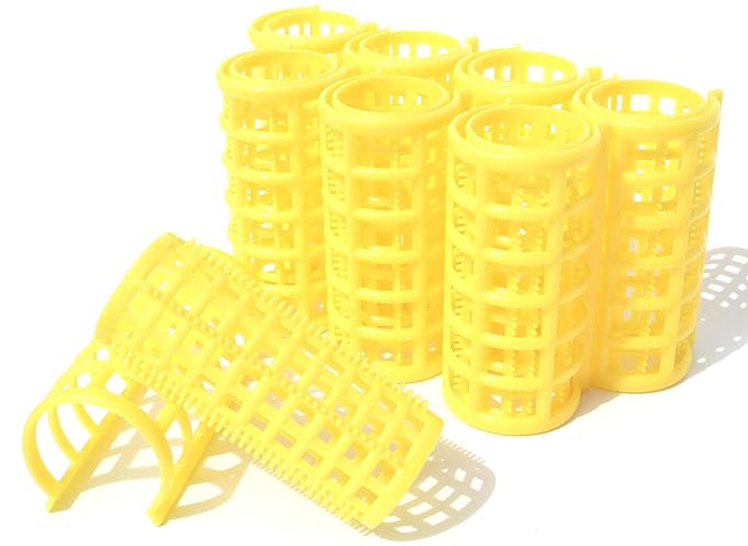 Kamay's X-Large Hair Rollers Comb Curlers Clips Styling Rollers Hair Curls Wave Style Hairdressing Curlers Tools (Plastic Styling 30mm 1 1/8"' 8PCS Random Clolor)