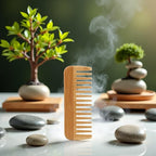 1pc Wood color Natural Bamboo Wide Tooth Comb Detangling Combs Anti-Static Curly Hair For Women Men Smoothing Massaging Home Salon Use Bamboo Hair Brushes For Women Styling Tools and Appliances